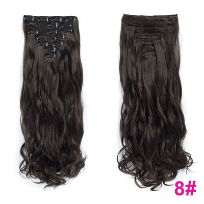 

7pcsset Clip in Hair Extensions 20inch Long Wavy Heat Resistant Kanekalon Synthetic Hairpiece Gifts for Girl Lady Women