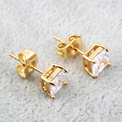 

1 Pair Elegant Women Lady Girls Rhinestone Filled Square Ear Stud Earrings