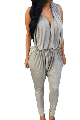 

Lovaru ™summer style 2015 new fashion women summer black or gray solid sleeveless sexy casual jumpsuit