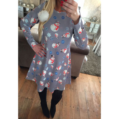 

Европейская станция 2017 осень и зима новый европейский и американский стиль печати платье Рождественский костюм женских моделей