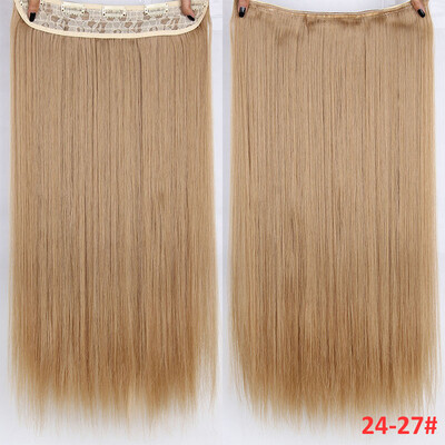 

22 inch(55cm) Long Straight Women Clip in Hair Extensions Black Brown High Tempreture Synthetic Hairpiece
