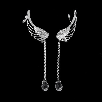 

Крыло Ангела Кристалл Посеребренная Серьги Падение Мотаться Стержня Уха Манжеты Клип