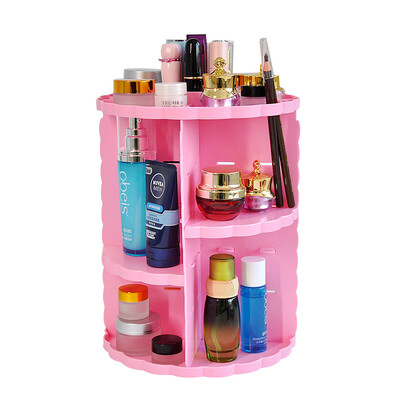 

Love s one 360 rotating desktop cosmetics storage box jewelry storage box dressing table skin care products finishing storage box rose red