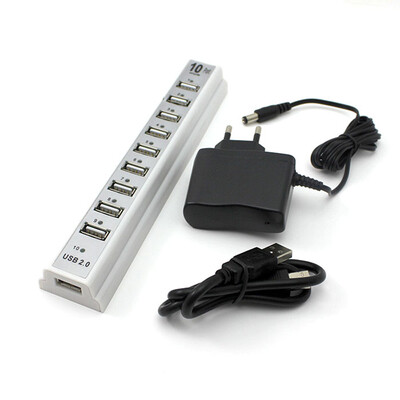 

EU Plug 5v 2A Hi-speed 10 port 2.0 USB Port Hub Expansion for PC Printer Camera