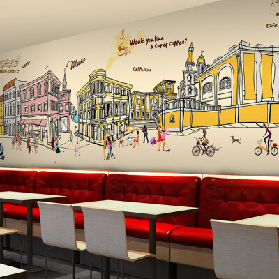 

Custom 3d mural Hong Kong Style hand-painted graffiti mural city street street tea coffee restaurant KTV wallpaper mural