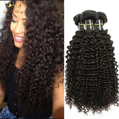 

Queen Berry Kinky Curly Human Hair Weaves 1pc Unprocessed Brazilian Virgin Hair Nature Color Human Hair Extensions