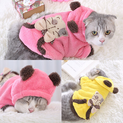 

Huayuan favors hoopet pet dog clothes autumn&winter wear coral warm cats change body Garfield folding ear kitten pet clothing yellow