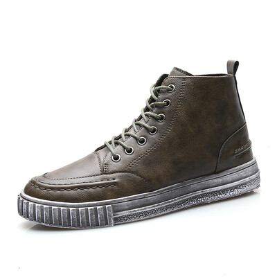 

High-cut leather boots, British style and platform,Men's shoes