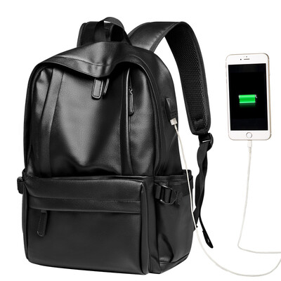 

VNINE VD7BV32943J Mens Backpack Multifunctional Computer Bag With USB Interface Soft Leather Black