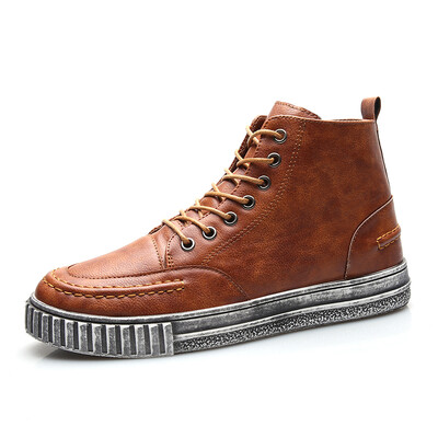

High-cut leather boots, British style and platform,Men's shoes