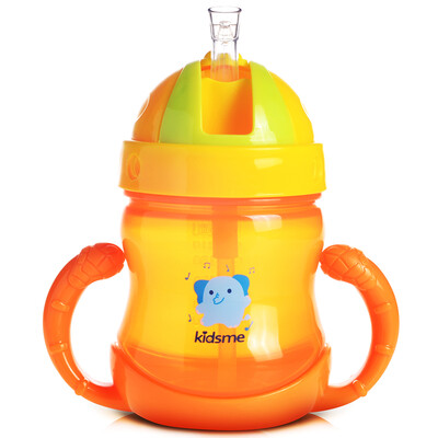 

Jingdong supermarket] kiss me (kidsme) baby bimodal drink cup children do not leak straw cup handle 240ML (orange