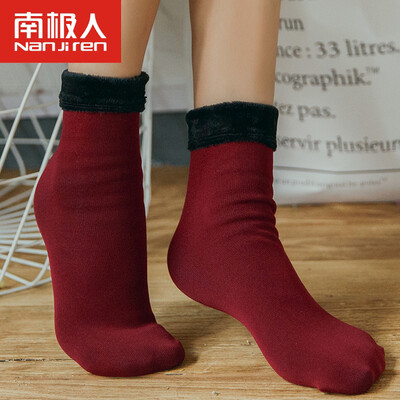 

Antarctic Nanjiren socks female autumn&winter warm socks plus velvet thickening floor socks in the tube fashion towel socks black code