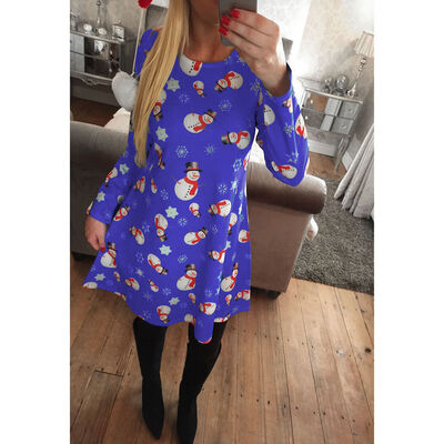 

European station 2017 autumn and winter new European and American style printing dress Christmas clothing female models