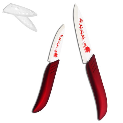 

XYj Brand 3, 4 Inch Kitchen Knife Set White Blade Red Handle Ceramic Knife Cooking Tools Christmas Decorations For Home Gift