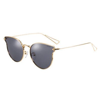 

Inmix AASBJH331 retro cat eye sunglasses female tide round face colorful polarized sunglasses driving glasses female personality gold frame gray piece
