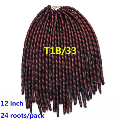 

12 inch Synthetic Braids Hair 24 Roots Faux Locs Crochet Hair Extensions 1 pack