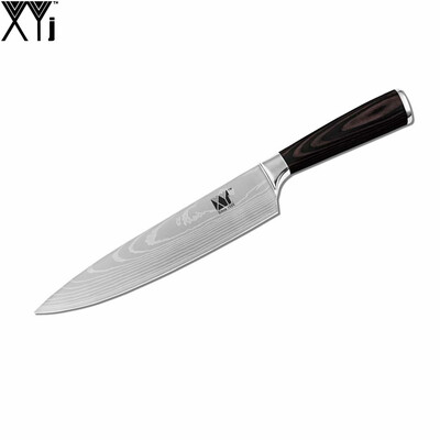 

XYj Kitchen Knife 7Cr17 Pattern Stainless Steel Blade New Year Cooking Tools 8 Inch Chef Knife Color Wood Handle Christmas Gift