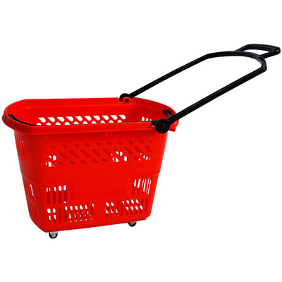 

Tengchi CT supermarket store shopping basket trolley plastic shopping basket hand basket shopping grocery basket supermarket shopping cart plastic drain basket 35L blue four wheel