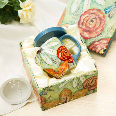 

Cypress Home Ceramic Tea Mug with Tea Strainer and Lid 12oz