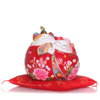

Jingdong supermarket Jinshi workshop spent a full moon couple happy Lucky cat wedding gift creative ornaments resin save money to send girlfriend C53569