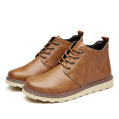

Mid-cut leiure leather boots Mens shoes