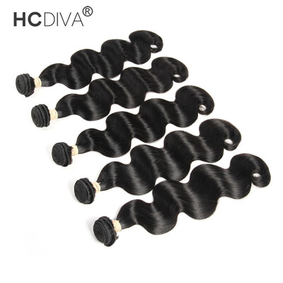 

HCDIVA Malaysian Unprocessed Virgin Human Hair Body Wave 5 Bundles Deal / Lot Natural Black No Shedding No Tangle Good Hair