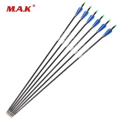 

12 pcs 30 Inches Spine 340 Dia 75mm Pure Carbon Arrow Shaft with Removable Tip for Recurve Compound Bow Hunting Shooting