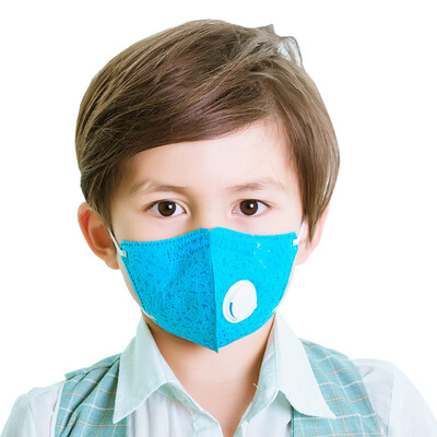 

BestAir graphene-based childrens anti-haze mask KN95 black gold filter with folding bellows respiratory valve PM2.5 anti-pollen particles 2 installed light blue