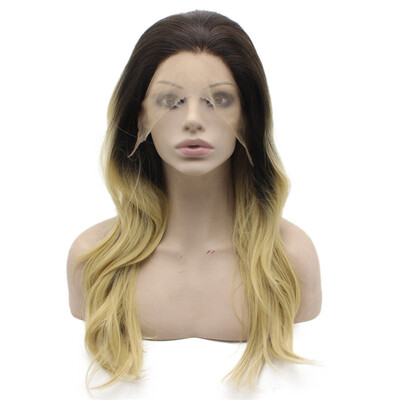 

Iwona Synthetic Hair Lace Front Long Wavy Ombre Blonde Wig