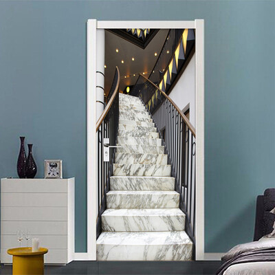 

3D Marble Stair Photo Wall Sticker Wallpaper Living Room Study Hotel Space Expansion Mural PVC Self-Adhesive Home Decor 77cmx200cm