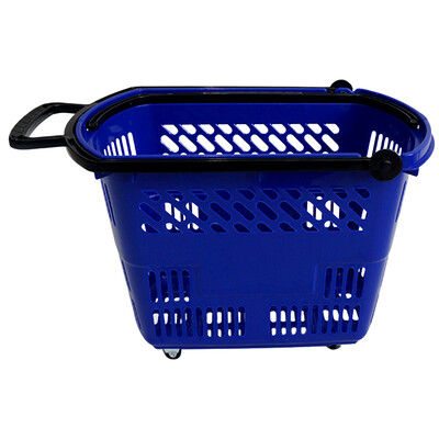 

Tengchi CT supermarket store shopping basket trolley plastic shopping basket hand basket shopping grocery basket supermarket shopping cart plastic drain basket 35L blue four wheel