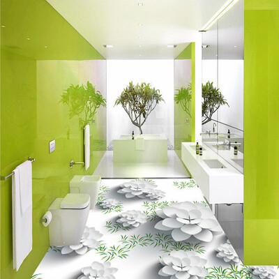 

Free Shipping Fresh flowers 3D floor painting wear non-slip thickened floor wallpaper mural living room bathroom 250cmx200cm