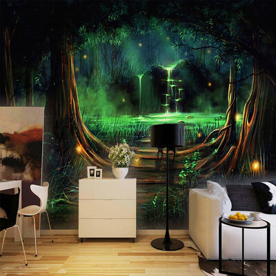 

Wall Home Decor Пользовательские обои для фото 3D Абстрактный лес Водопад Animal Детская комната Спальня Нетканые обои Murares 3D