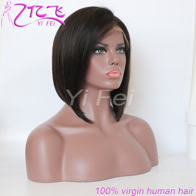 

Short Glueless Full Lace Human Hair Wigs With Baby Hair Full End 8 to 14 Brazilian Remy Wavy Bob Wigs Bleached Knots