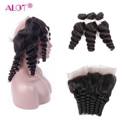 

Alot Malaysian Virgin Hair Loose Wave 3 Bundles With 360 Lace Frontal Hair Malaysian Loose Weave 360 Frontal with Bundles Hair Ext