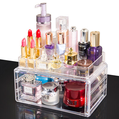 

Vilscijon Victorian transparent acrylic drawer cosmetic storage box set combination cosmetic box box a dome a large pump 2265
