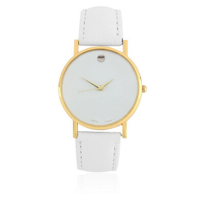 

Unisex Lovers Simple Synthetic Leather Round Dial Analog Quartz Wrist Watch