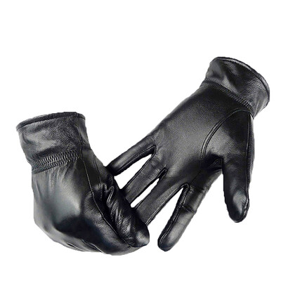 

Green Source Autumn&Winter Mens Plus Velvet Leather Gloves Outdoor Sports Driving Ski Riding Gloves Black XL