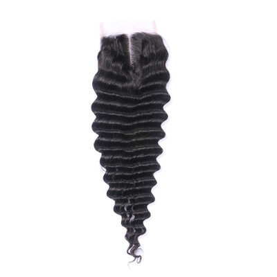

9A Deep Wave Closure Free Middle Three Part 44 Lace Closures With Baby Hair Brazilian Virgin Human Hair Closure