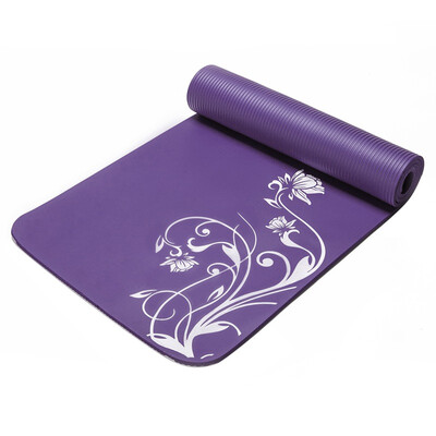 

Kim la la yoga mat thickening 8MMNBR exercise fitness mat supine cushion purple camellia