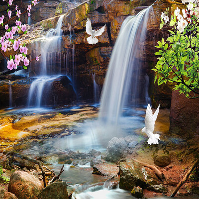 

Пользовательские 3D-обои для стен Roll Waterfall Running Water Natural Landscape Large Mural 3D-обои для рабочего стола Livingroom Bedroom
