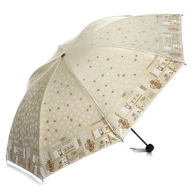 

Paradise umbrella Mocha life double-sided soft pink plastic three fold sunny umbrella 33131E shallow bronze