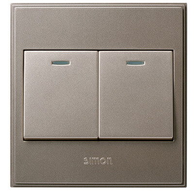 

Simon Electric simon V51022BY-02 double open double control 56C Series 86 with fluorescent lined switch socket bright champagne