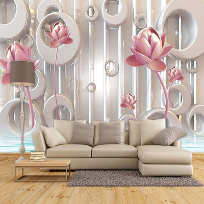 

Персонализированная настройка 3D Stereo Relief Розовый Lotus Photo Mural Обои Современная художественная столовая Гостиная Home Decor Mural