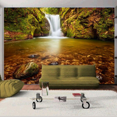 

3D Stereo Золотой водопад Природа Обои Жилая комната Диван-фон Настенная панно Китайский пейзаж Пастырские обои Домашний декор