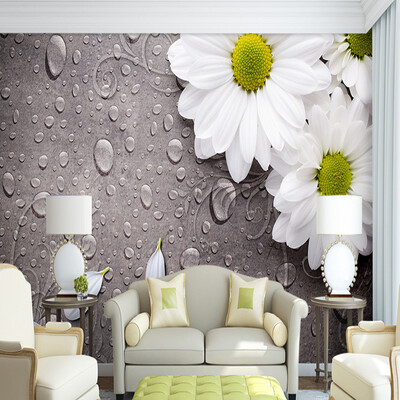 

Custom 3D Photo Wallpaper For Walls White Chrysanthemum Retro Brown Wood Background Wall Murals Bedroom Bedside Wall Decorative