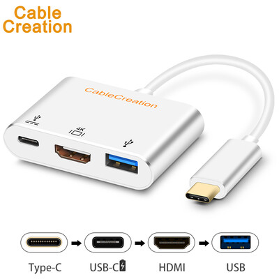 

CABLE CREATION CD0446 type-c HDMI4K HD Converter USB30HUB Apple MAC Dock USB-C PD PD Data Transfer White