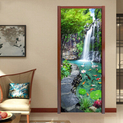 

3D Mural Обои Водопад Спальня Ландшафтный декор Фото Обои Наклейка ПВХ Самоклеящиеся наклейки на двери Стикер 70см x 200см