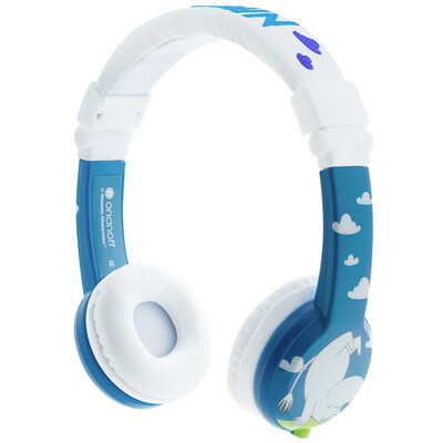 

BUDDYPHONES MOOMIN Cute Anime Kids Earphones Folding Headband Microphone Learn English Protect Listening Kids Birthday Gift Blue