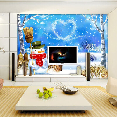 

Custom photo wallpaper bedroom TV background wallpaper waterproof 3D stereo winter snow snowman wallpaper living room mural